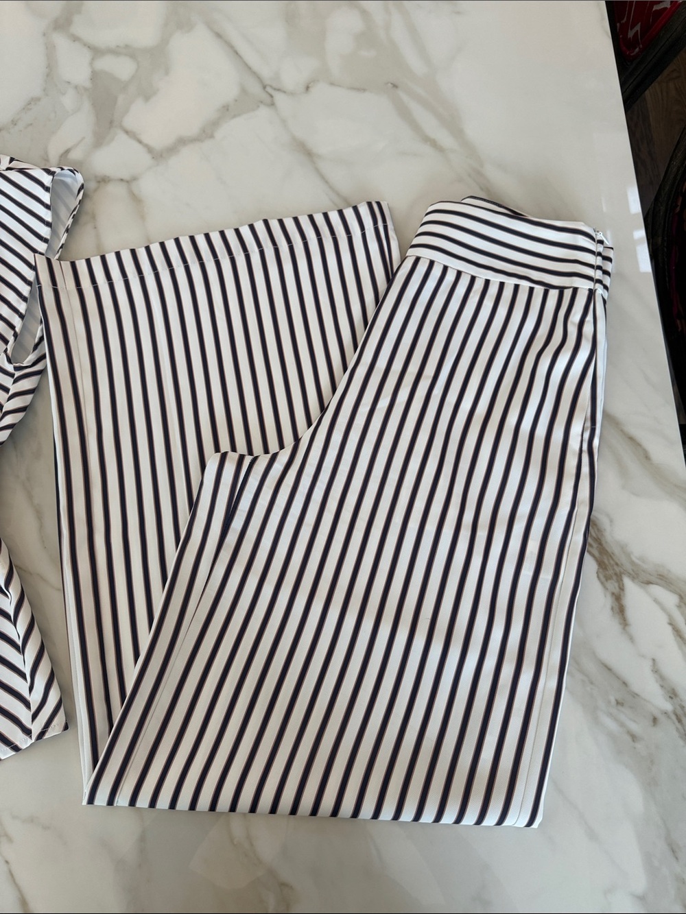 Striped Two-Piece Set with Gold Button Accents - Black & White - Picture 4 of 4